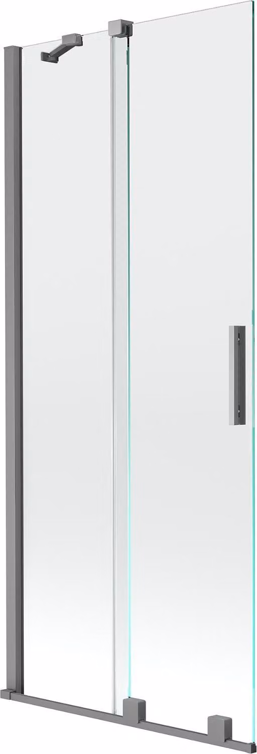 Mexen Velar paratia da vasca 2 ante scorrevoli 80 x 150 cm, trasparente, gun metal - 896-080-000-01-95