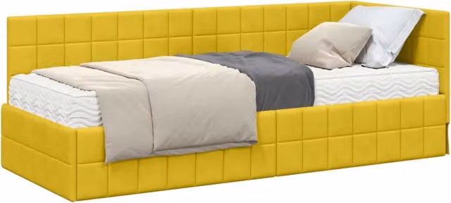 Letto singolo | Letto per adulti | Struttura Letto Angolare con Materasso 2 pcs Giallo Velluto