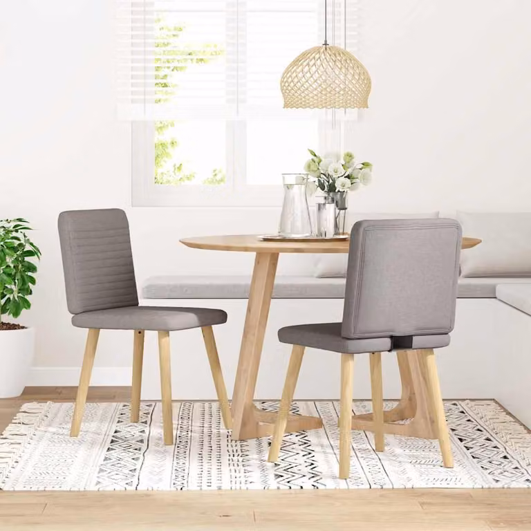 Sedie da Pranzo 2 pz Tortora in Tessuto