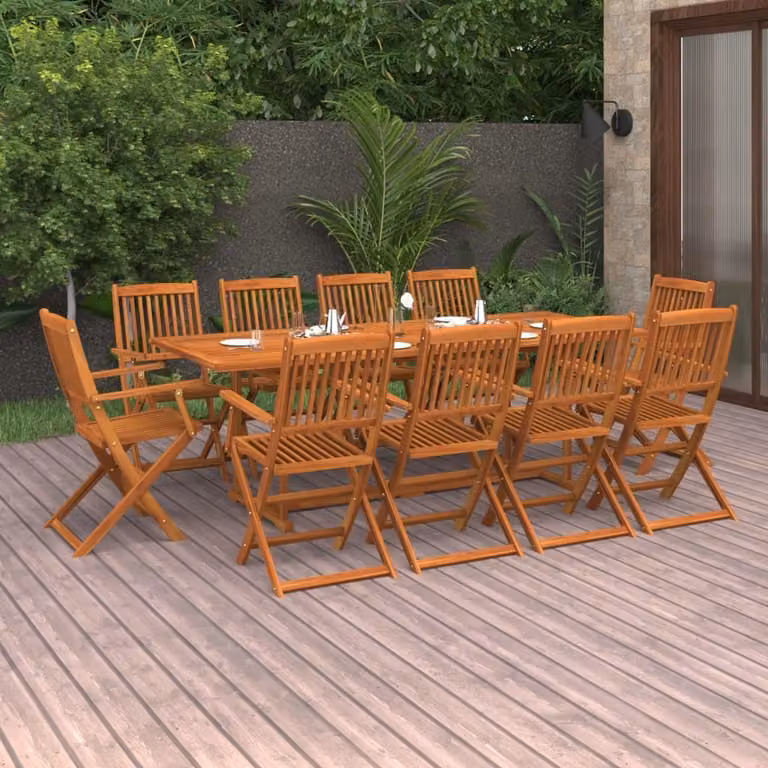 Maison Exclusive - Set da pranzo da giardino 11 pezzi 220x90x75 cm in legno massello di acacia