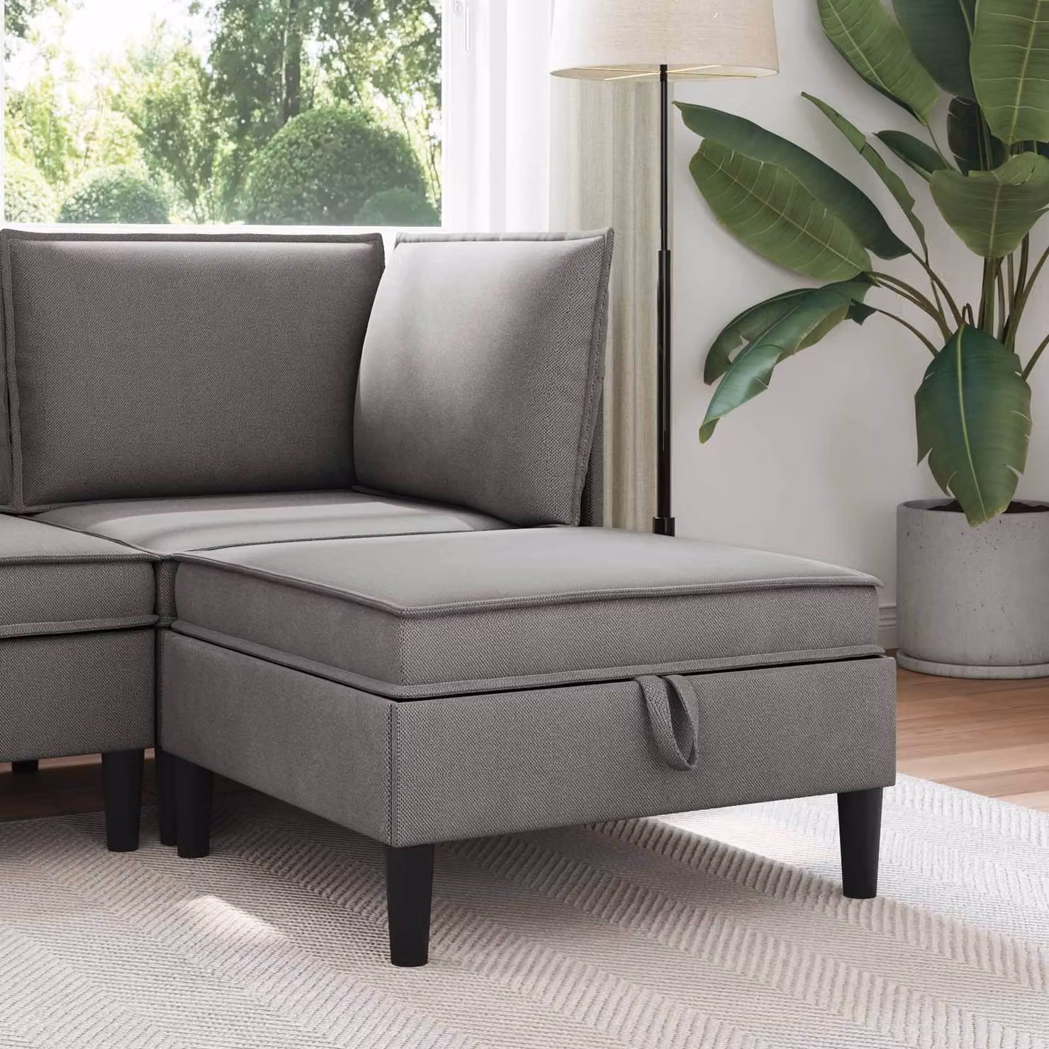 Pouf con contenitore vidaXL in velluto grigio scuro con design moderno e forma rettangolare L: 70 cm, P: 40 cm, H: 40 cm