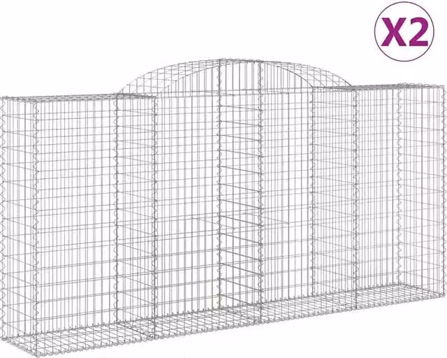 Cesti Gabbioni ad Arco 2 pz 300x50x140/160 cm Ferro Zincato