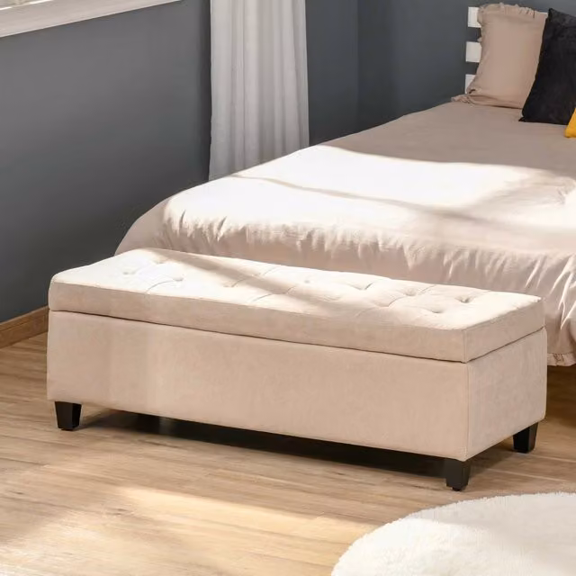 Panca contenitore imbottita REDOM beige L: 125 cm, P: 49 cm, H: 41,5 cm