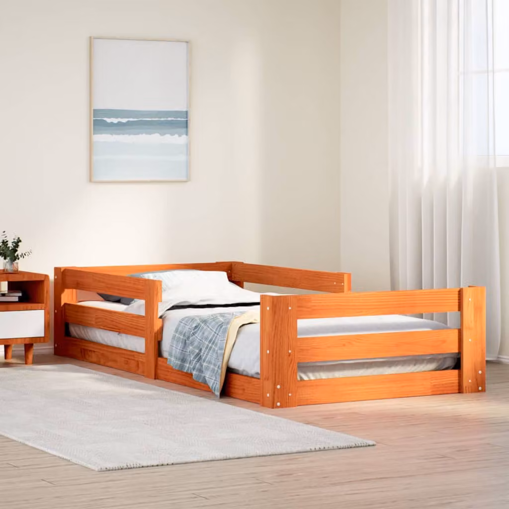 vidaXL Giroletto in legno di pino marrone cera con doghe rigide 80 x 160 cm