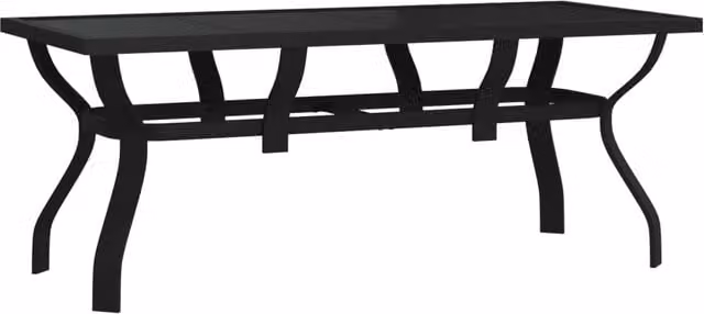 Tavolo da Giardino | Tavolino da esterno Nero 180x80x70 cm in Acciaio e Vetro