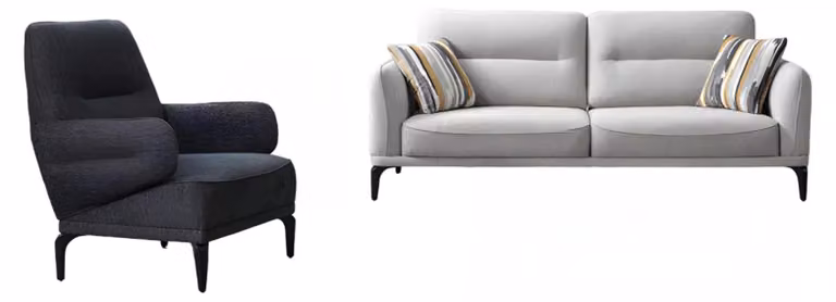 Luxus 2tlg Wohnzimmer Set Sofa 3-Sitzer mit Sessel Modernes Design Couch