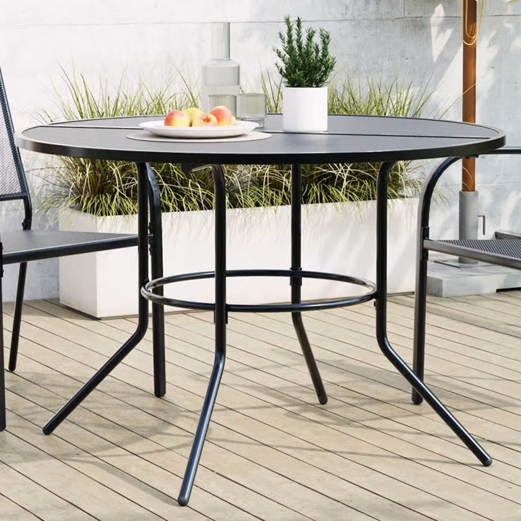 vidaXL Tavolo da giardino rotondo in acciaio verniciato antracite Ø 110 cm, H 72,5 cm