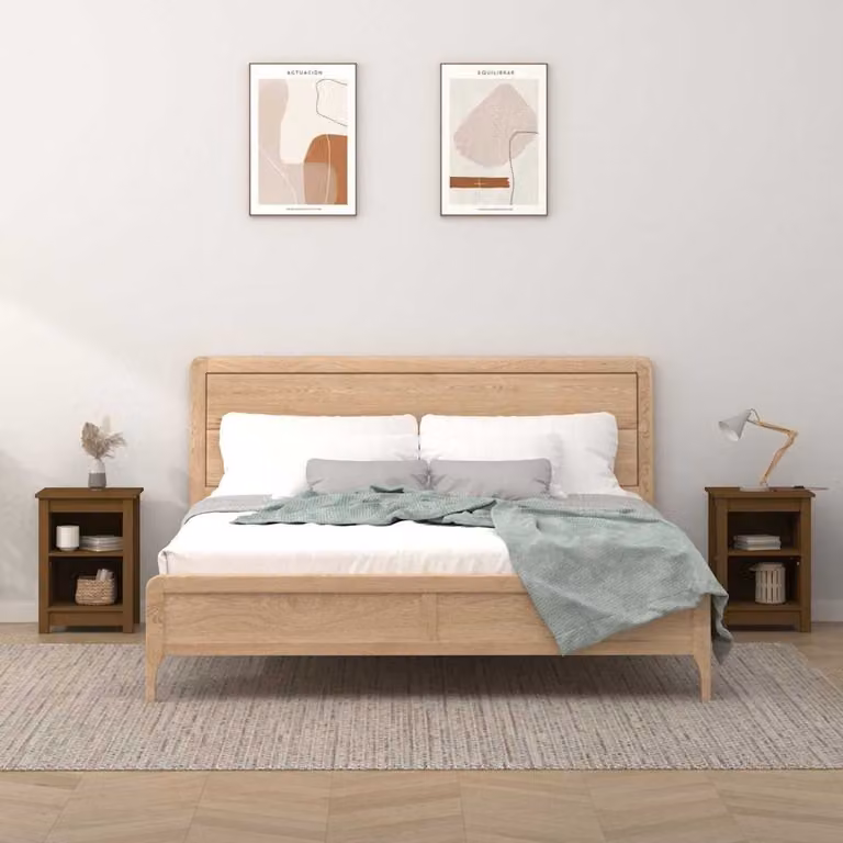 Set di 2 comodini vidaXL in legno massello di pino color marrone, L 40 cm x P 35 cm x H 55 cm