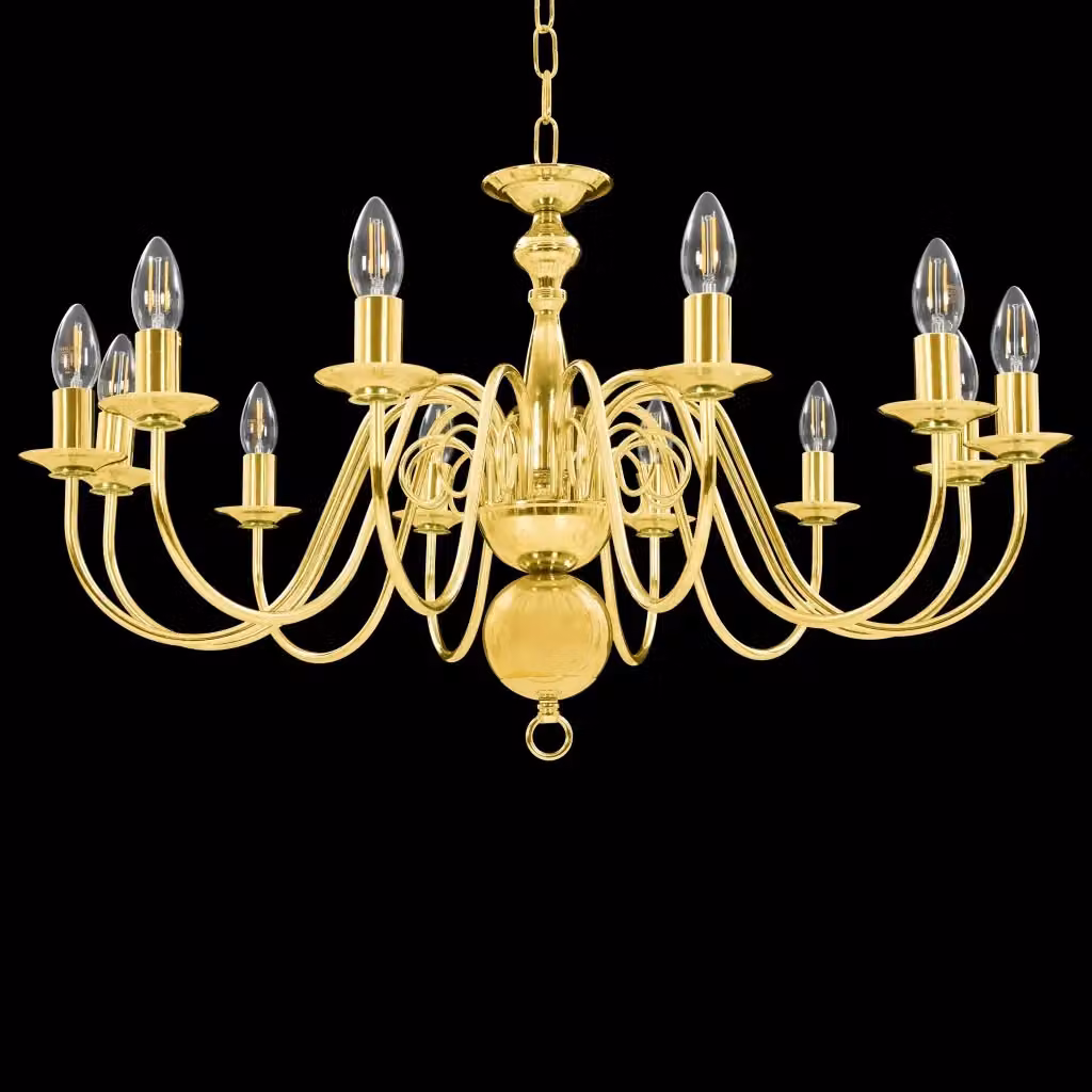 Lampadario a sospensione vidaXL in metallo color oro/ottone con 12 lampadine E14 per soggiorno e sala da pranzo – 2