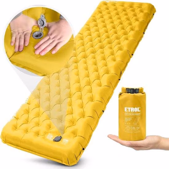 Materasso da viaggio 197x66 cm, spessore 10 cm, leggero, impermeabile, in tessuto ripstop