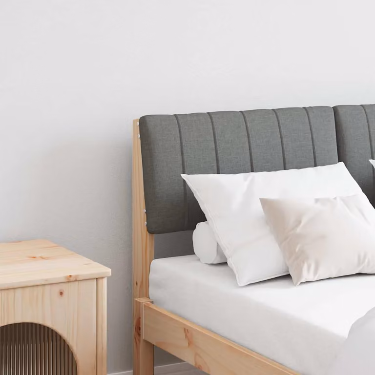 Testiera imbottita moderna vidaXL in pino massello, Grigio, L: 120 cm