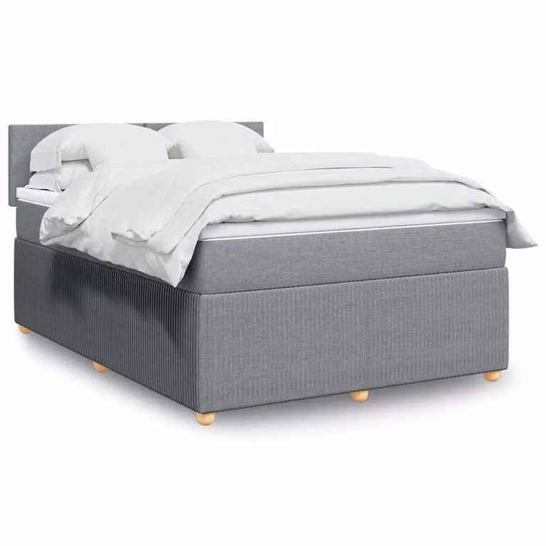 vidaXL Giroletto a Molle con Materasso Ibrido in Tessuto Grigio e Bianco L/P/H: 140 x 190 cm