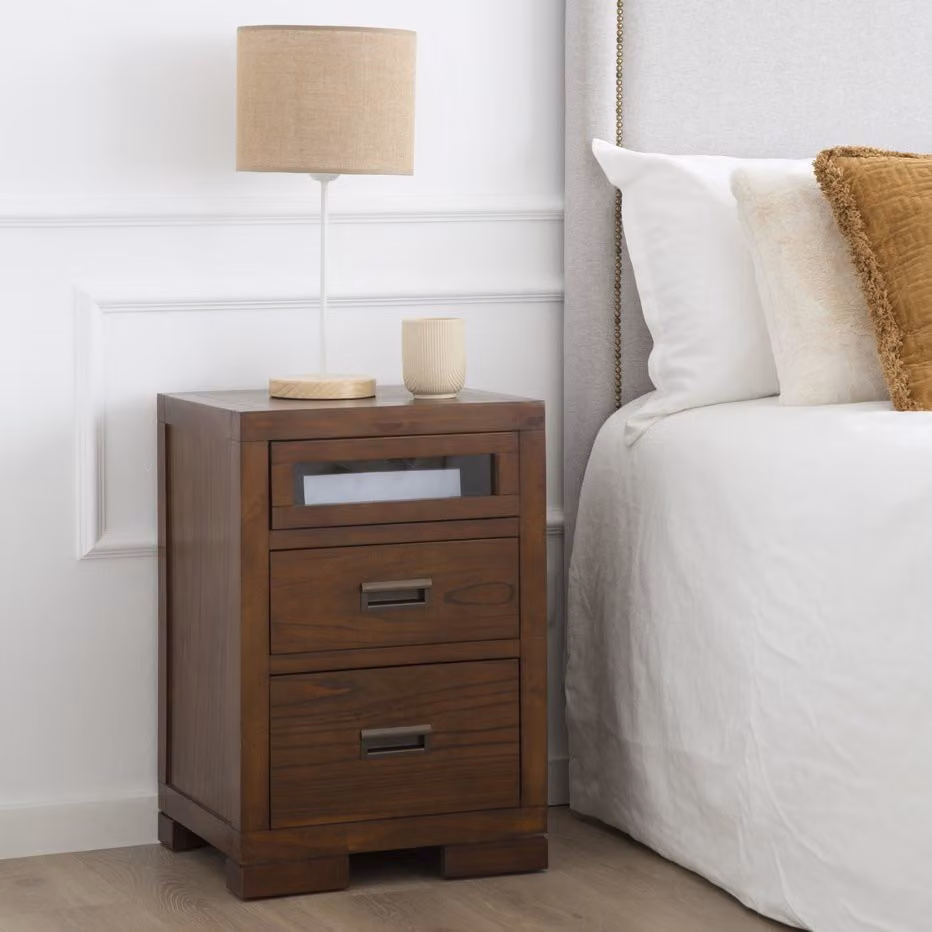 Comodino Kenia Banak in legno massello di mindi colore teak e marrone – 2