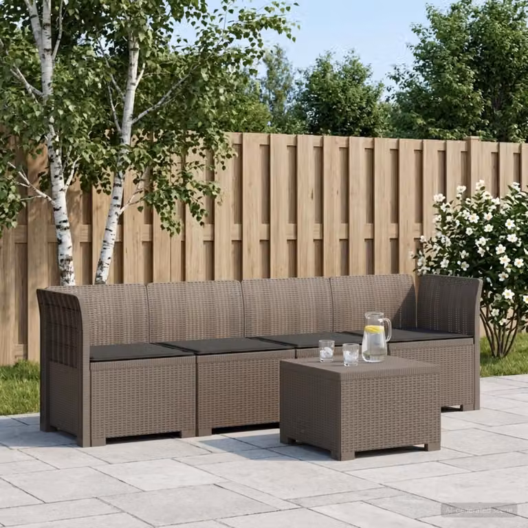 Set da giardino moderno vidaXL con divano angolare a 4 posti, tavolino e cuscini in stile rattan, resistente alle intemperie e ai raggi UV, disponibile in grigio, antracite o marrone
