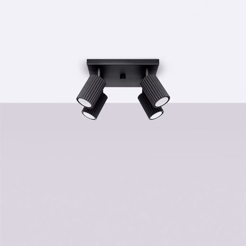 Lampada da soffitto KARBON di Sollux Lighting, colore nero, design cilindrico minimalista in metallo e alluminio, con lampadina GU10 sostituibile e orientabile – 2