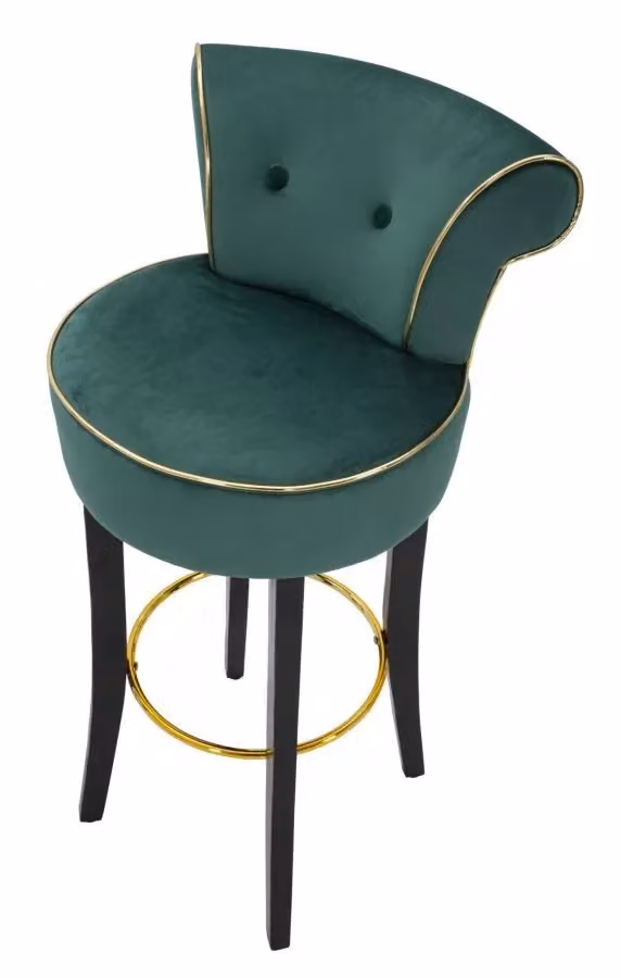 Sgabello bar Luxy Charme1921 verde con dettagli oro L: 46 cm, P: 48 cm, H: 96 cm – 3