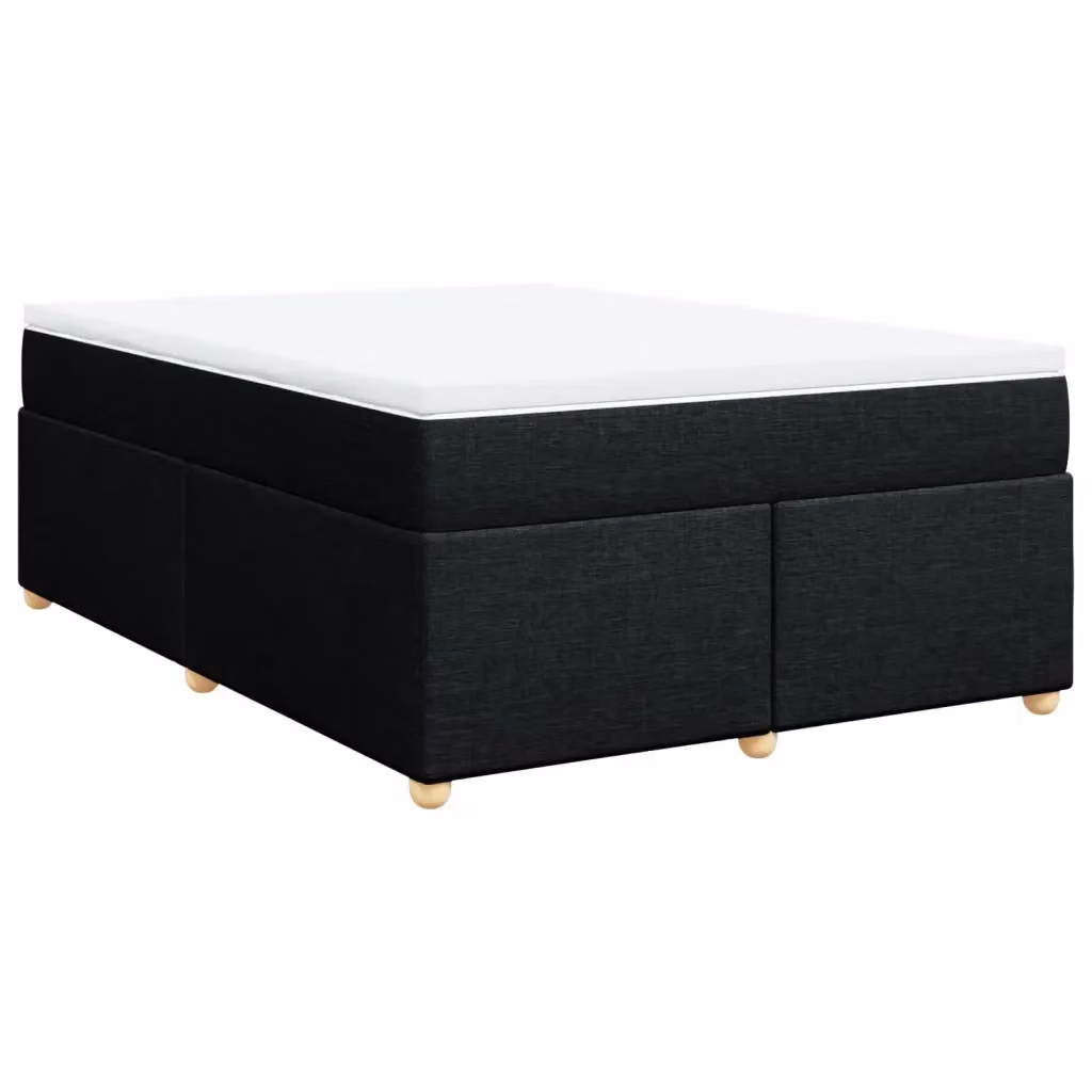Letto Ibrido vidaXL con Giroletto a Molle e Materasso in Tessuto Nero e Bianco L/P/H: 160 x 200 cm – 2