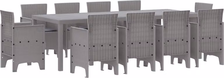 Set da Pranzo per Giardino 11 pcs Grigio chiaro Polipropilene
