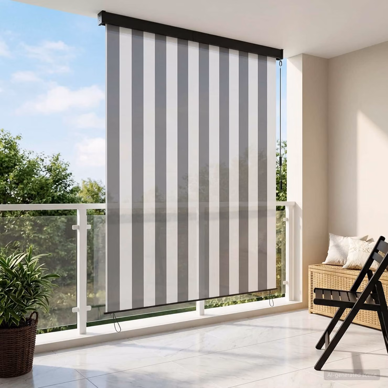 Tenda a rullo vidaXL in poliestere e alluminio, Antracite e Bianco, L: 180 cm, H: 250 cm