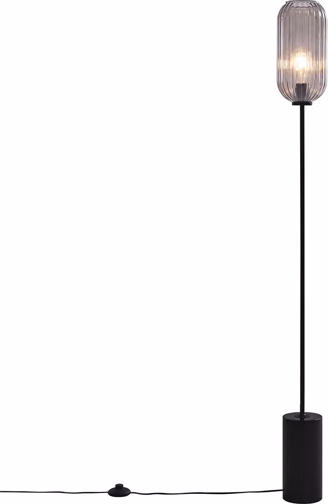 Lampada da terra Art Déco nera con vetro fumé Rid