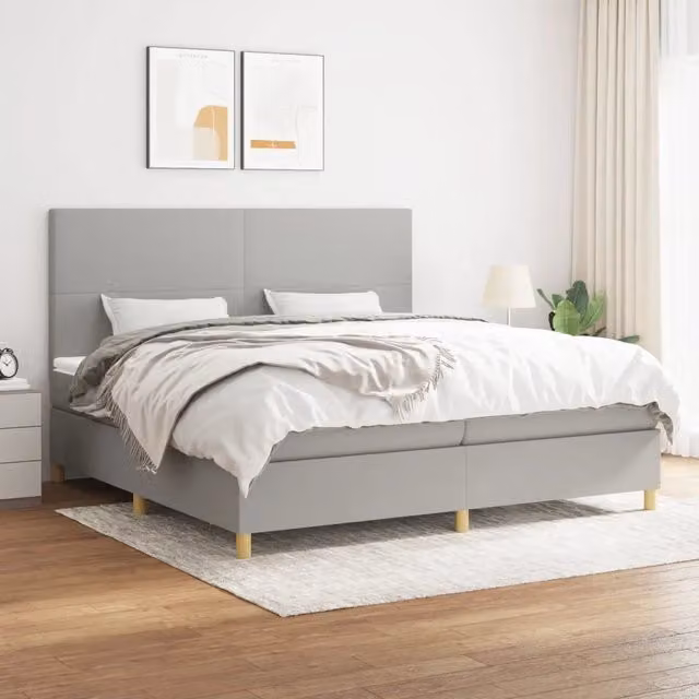 Letto Ibrido con Giroletto a Molle e Materasso vidaXL Grigio Chiaro e Bianco L/P/H: 200 x 200 x 31 cm