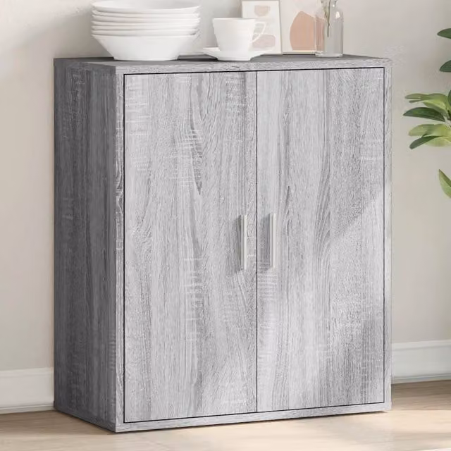Credenza moderna vidaXL in legno grigio opaco L: 79 cm, P: 38 cm, H: 80 cm