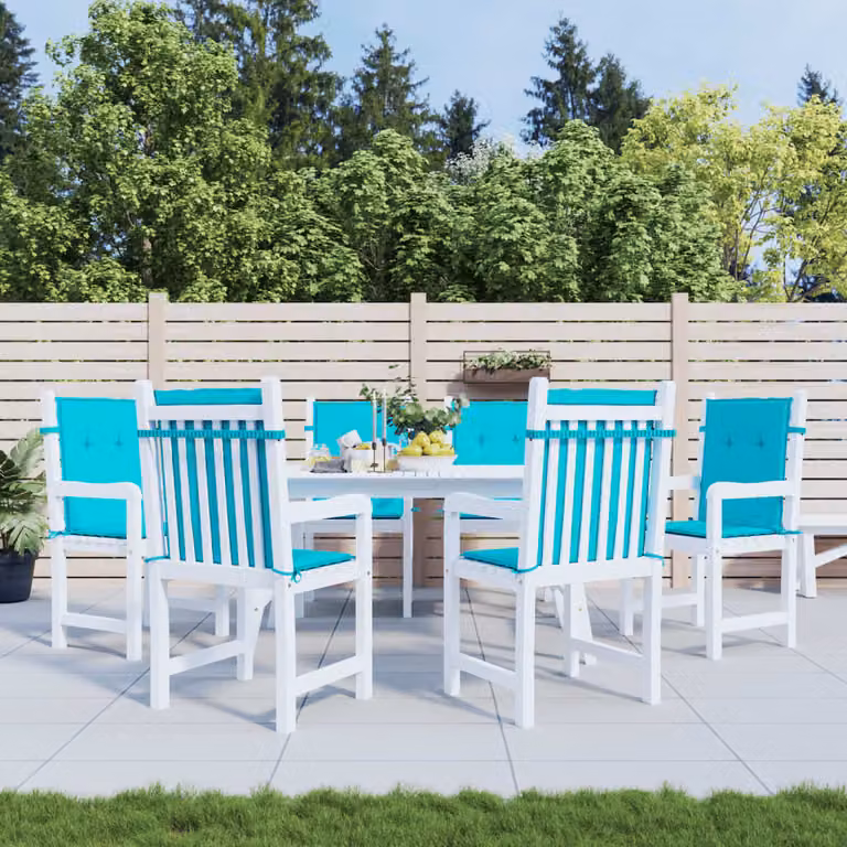Set di 6 cuscini per sedia con schienale basso vidaXL in tessuto turchese resistente all'acqua e ai raggi UV