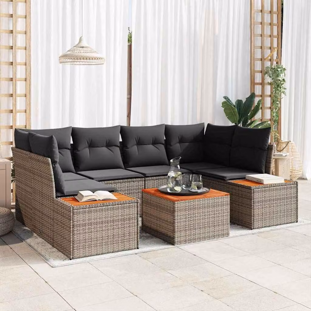 Maison Exclusive - Set Divano da Giardino con cuscino 6 pcs Grigio Poly Rattan