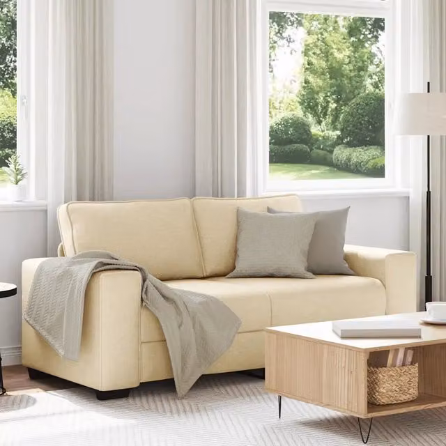 Divano a 2 Posti-Sofa 2 Posti Crema 140 cm in Tessuto 425052