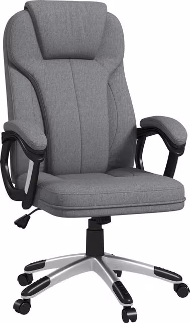 Sedia da ufficio direzionale Aosom, poltrona da scrivania regolabile in altezza con funzione oscillante e rotazione a 360 gradi, Grigio, H 120 x L 75 x P 75 cm – 1
