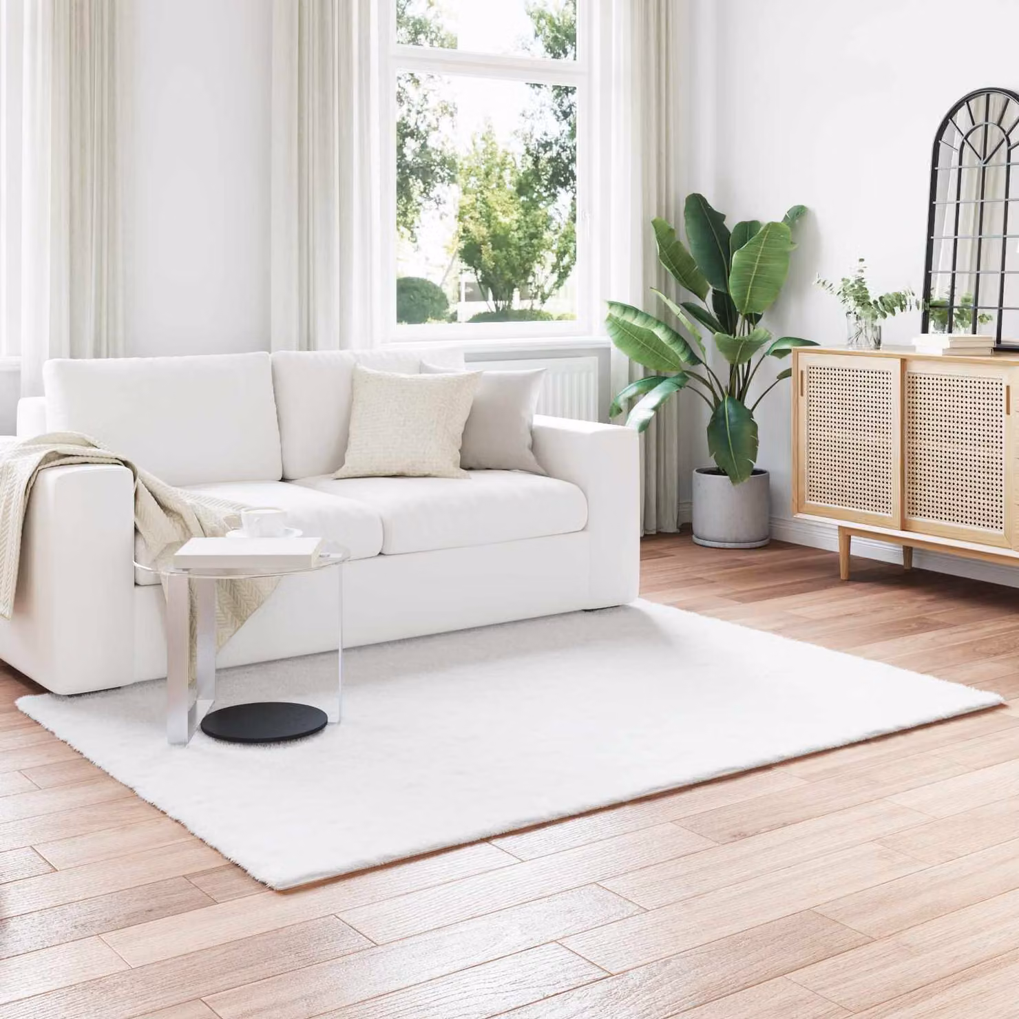 vidaXL Tappeto in ecopelliccia sintetica bianco, antiscivolo e lavabile, L: 170 cm