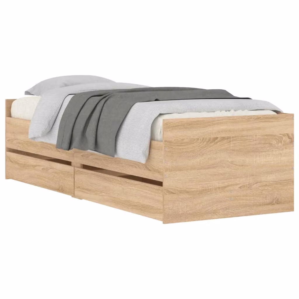 Struttura letto con cassetto in pino massello stile rustico marrone vidaXL – 2