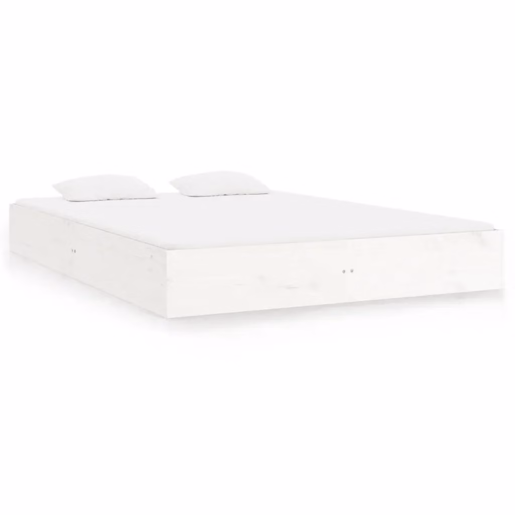 Letto King Size vidaXL in Legno di Pino Bianco Lacquered L: 150 cm, P: 200 cm, H: 203 cm – 2