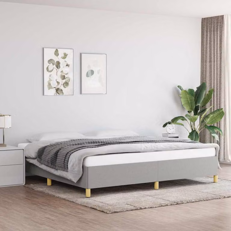 vidaXL Giroletto imbottito in tessuto Grigio Chiaro con doghe in legno 200x200 cm
