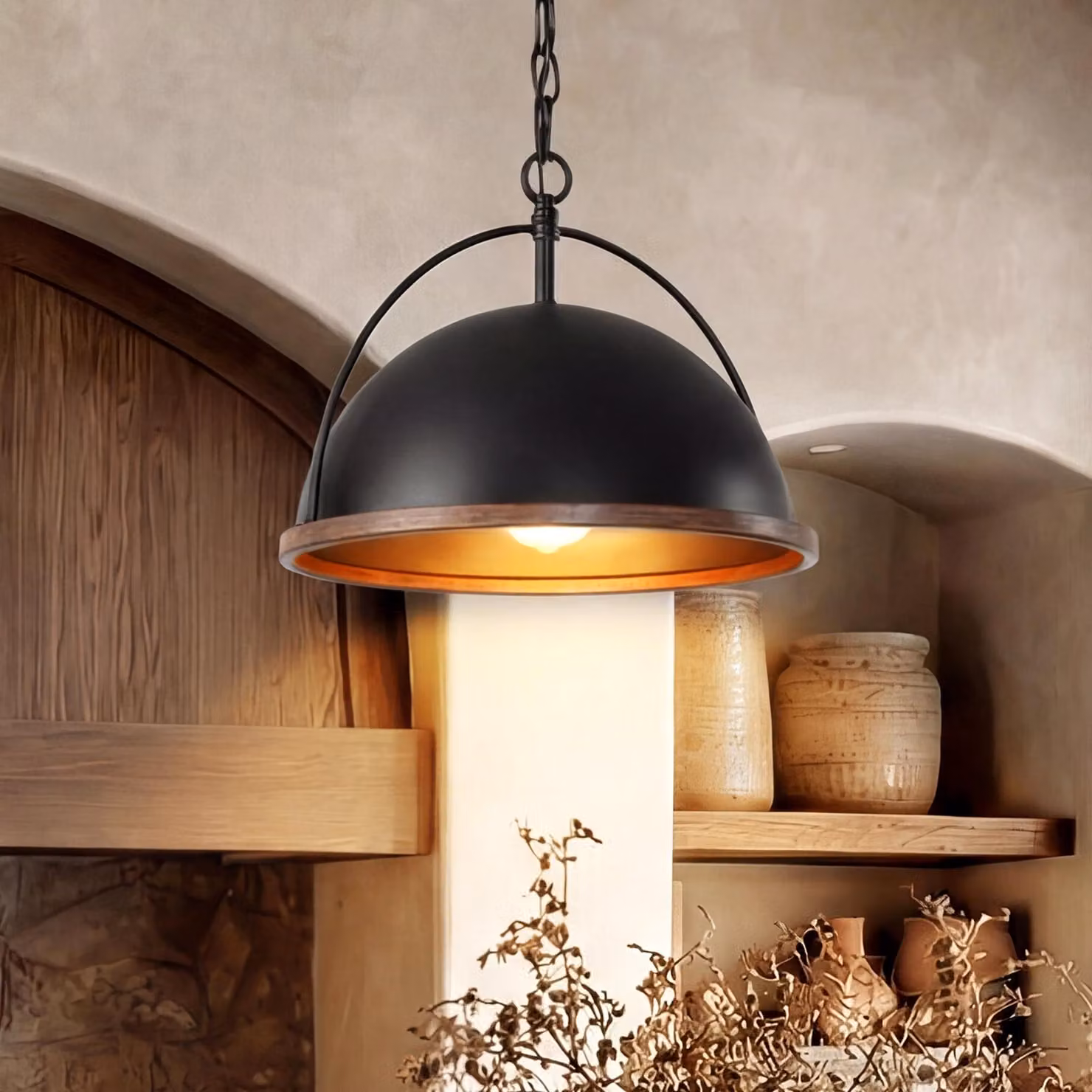 Lampada a sospensione in metallo Tribesigns, lampada a sospensione vintage Ø33 cm, lampada da soffitto in stile industriale con altezza regolabile, lampadario in ferro con attacco E26, lampada a sospensione
