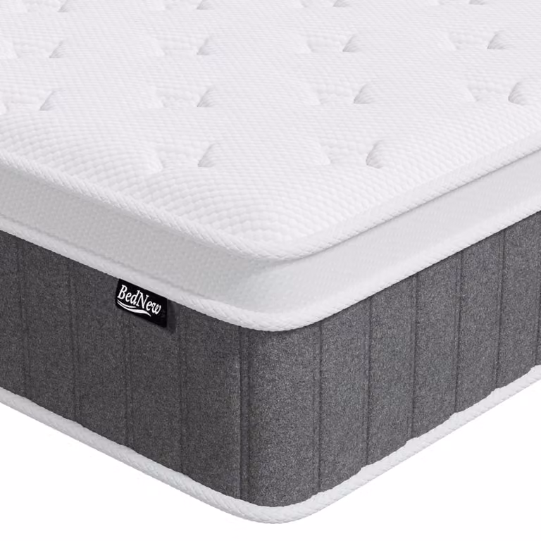 Materasso a molle insacchettate, 7 zone, rigidità H3, dimensioni 90x200x31 cm, supporto medio, colore grigio/bianco
