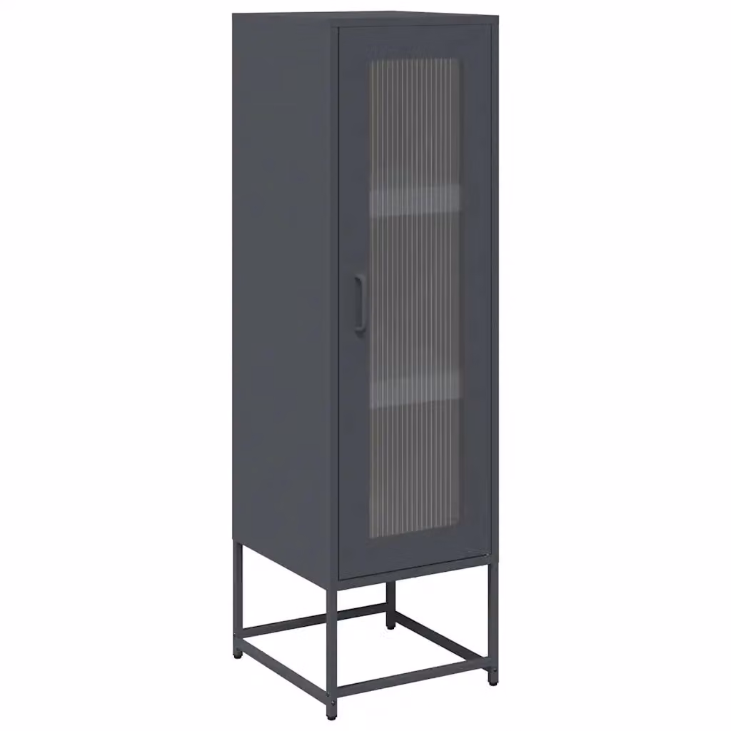 Credenza Buffet Design Mania Antracite con Ante in Vetro e Finitura Opaca L/P/H: 36 x 39 x 123 cm – 2