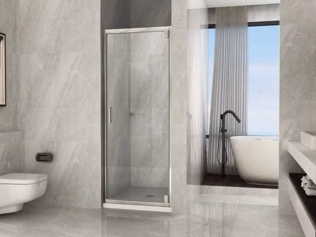 Porta doccia unica anta pivotante in cristallo 6mm Trasparente h190 Doliso Poeso Trasparente 6mm,65 cm