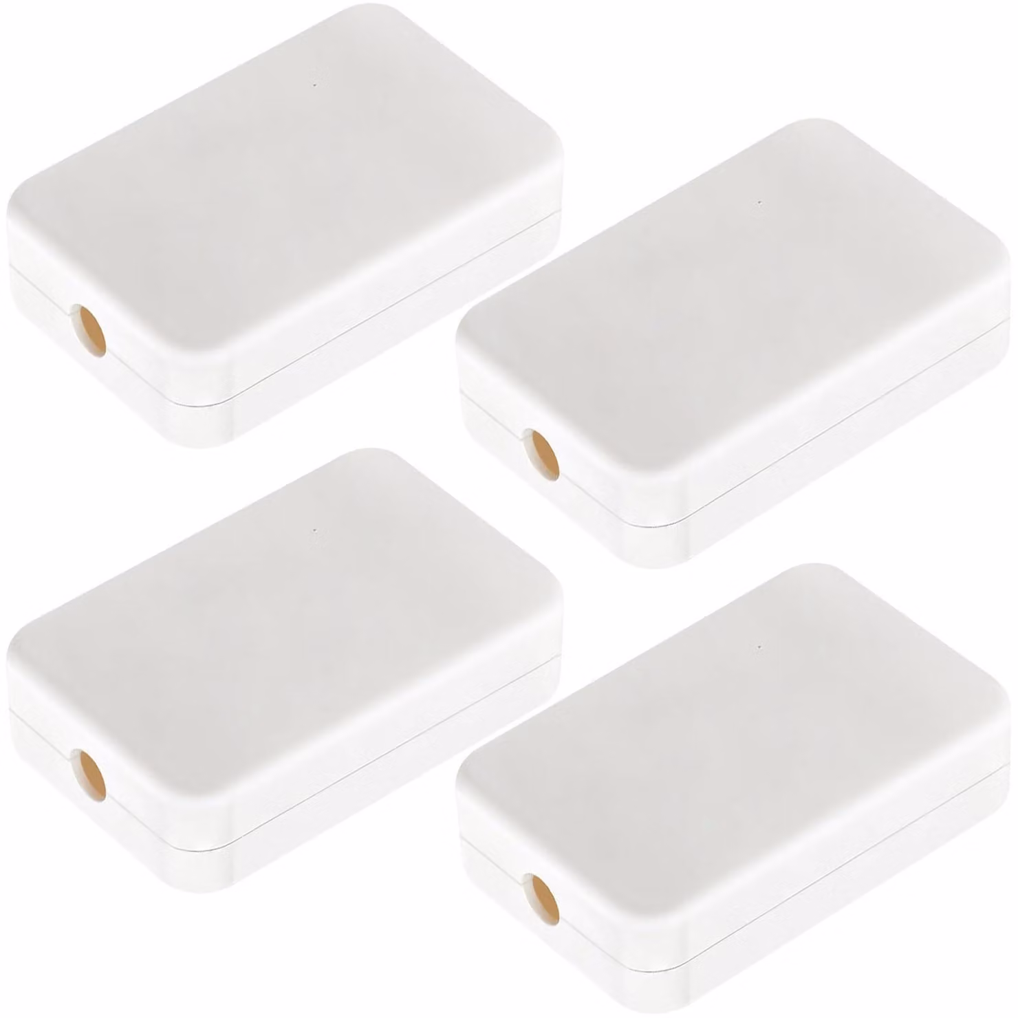 4 prese di derivazione, mini, 55 x 35 x 15 mm, scatola di derivazione, piccola scatola di connessione, da incasso, bianca, presa di derivazione, piatta, in ABS, per progetti elettronici, circuiti stampati