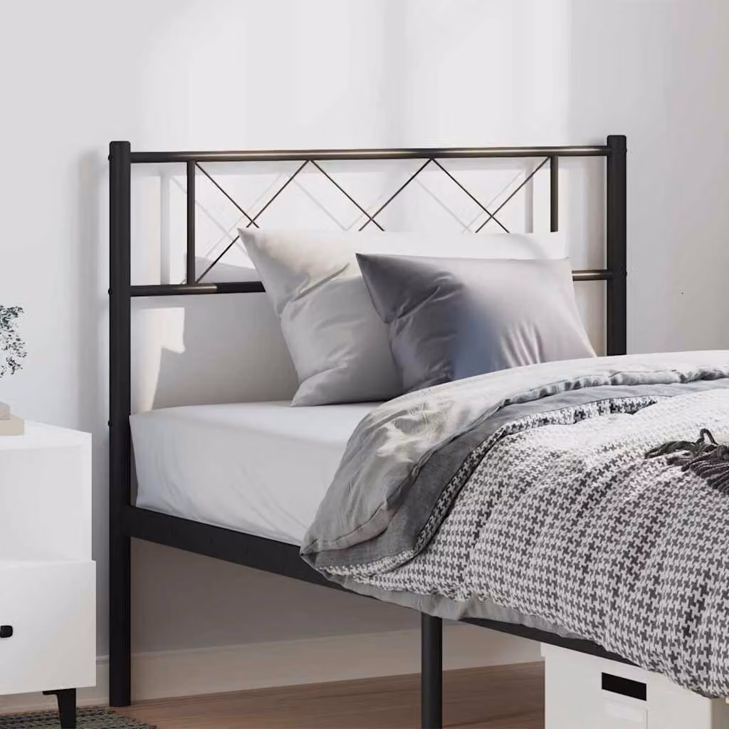 Testiera di ricambio vidaXL in metallo nero con design geometrico classico per letto 100x200 cm