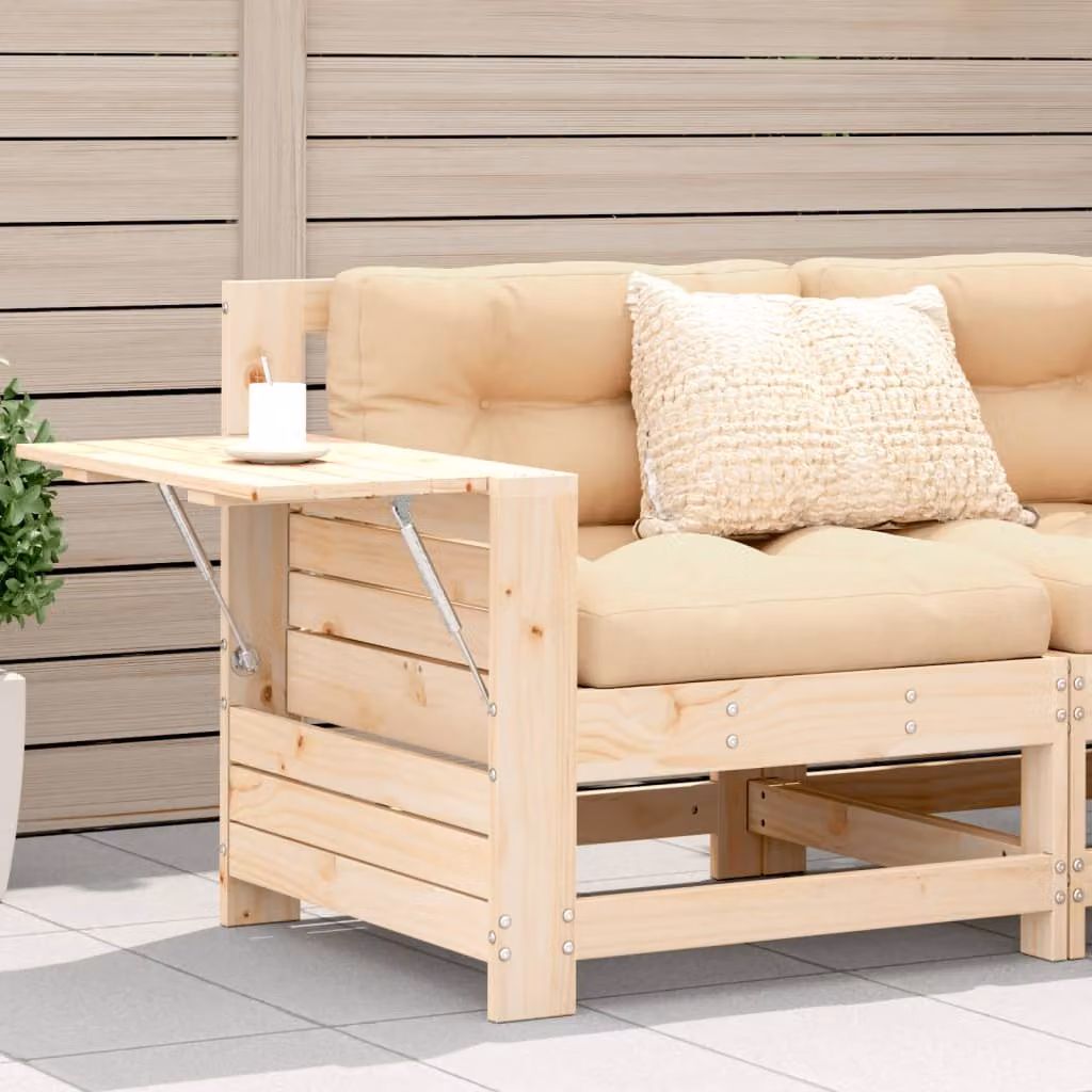 vidaXL Divano da Giardino in Legno Massello di Pino con Cuscini Imbottiti, Colore Marrone e Beige, Stile Rustico