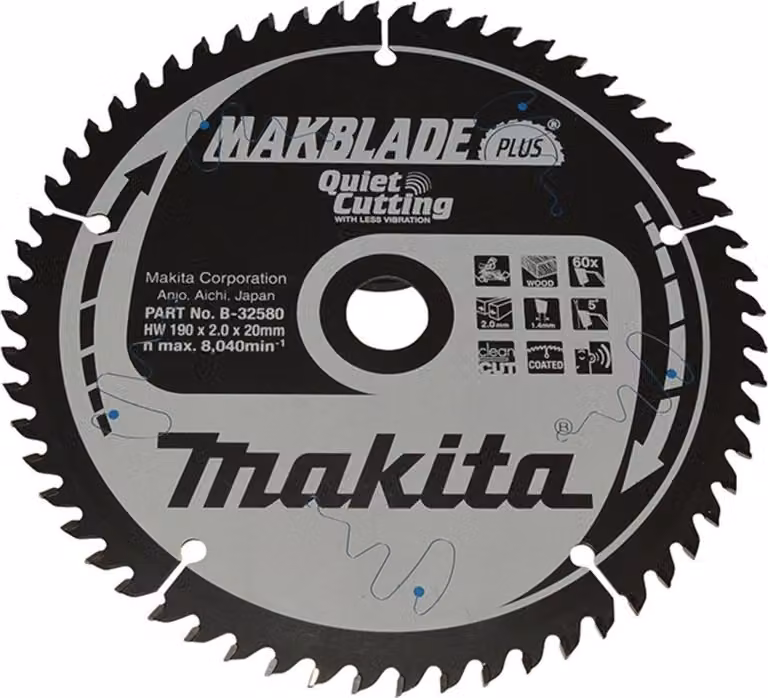Sega Makita MAKBLADE+. 190x20x60Z B-32580
