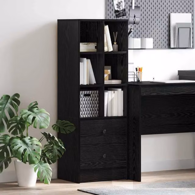 Credenza moderna vidaXL con cassetto in rovere nero L/P/H: 45,5 x 34 x 127 cm