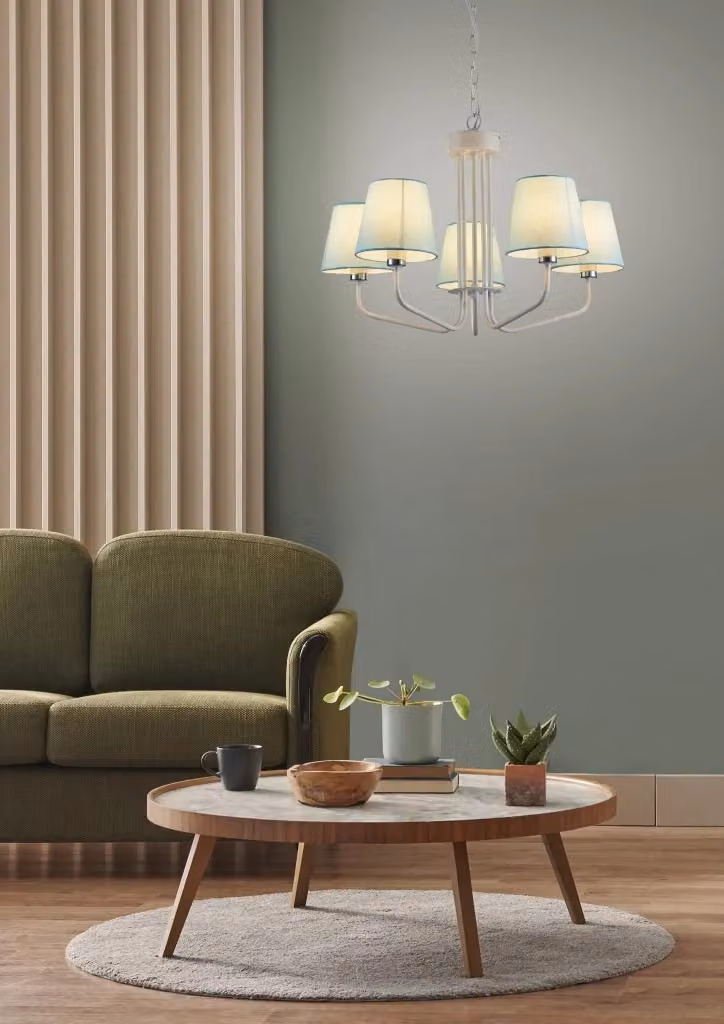 Candellux YORK lampadario a sospensione moderno in metallo e tessuto, Ø 72 cm, 5 x E14 – 2