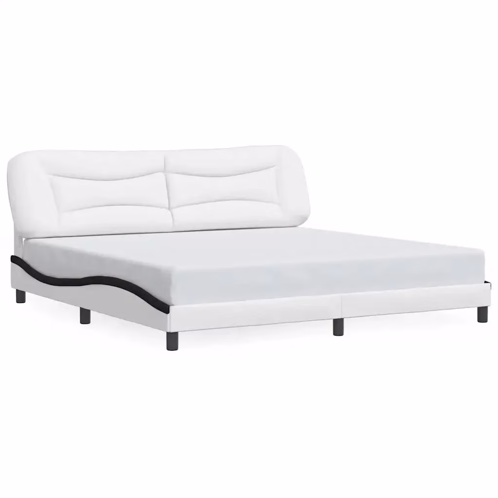 Giroletto senza materasso Hvar vidaXL in similpelle bianco e nero L/P/H: 200 x 200 x 74,5 cm – 2