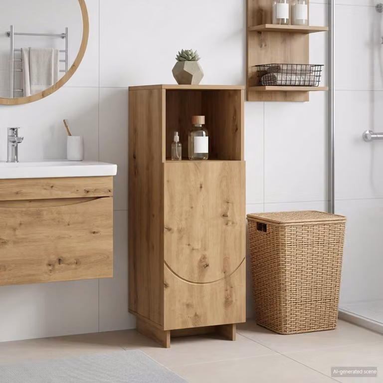 Mobile bagno vidaXL in rovere moderno con ante a cerniera, colore marrone, L/P/H: 36,5 x 38 x 95 cm