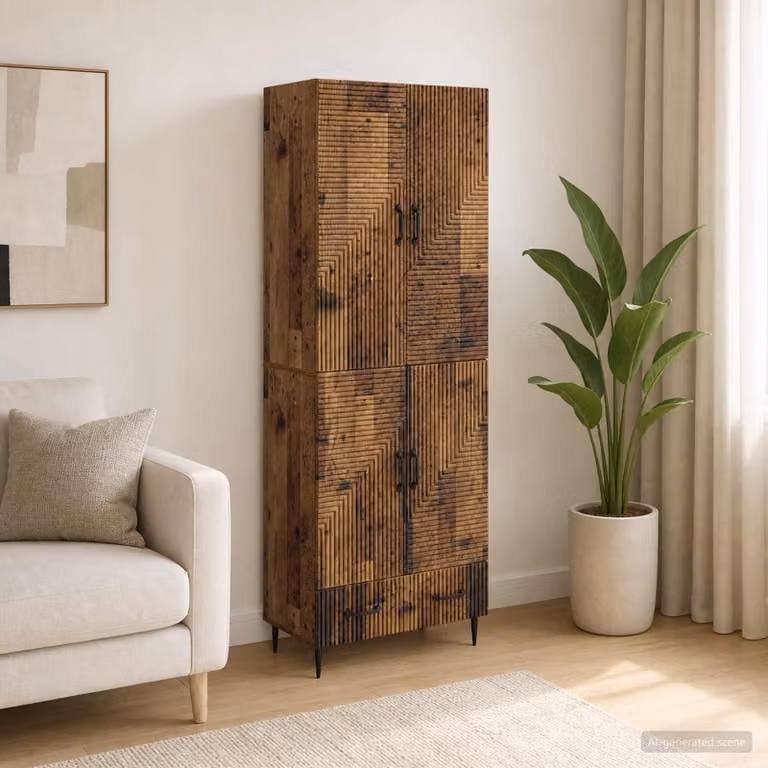Set di 2 armadi moderni vidaXL in legno marrone con ante scorrevoli, ripiani e cassetti interni