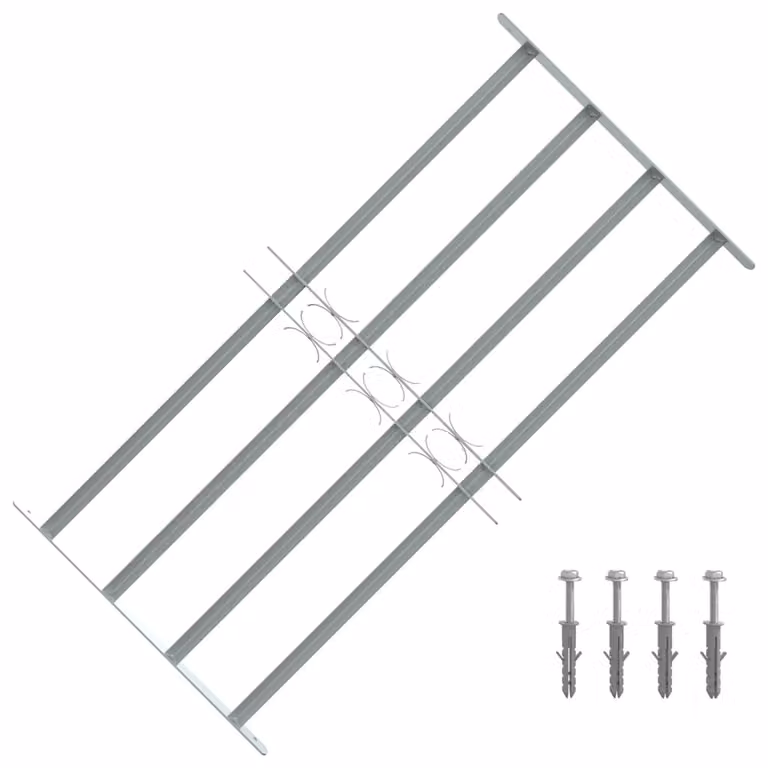 Grate per finestre regolabili con 4 barre trasversali vidaXL in acciaio galvanizzato argento, L/P/H: 105 x 60 x 60 cm