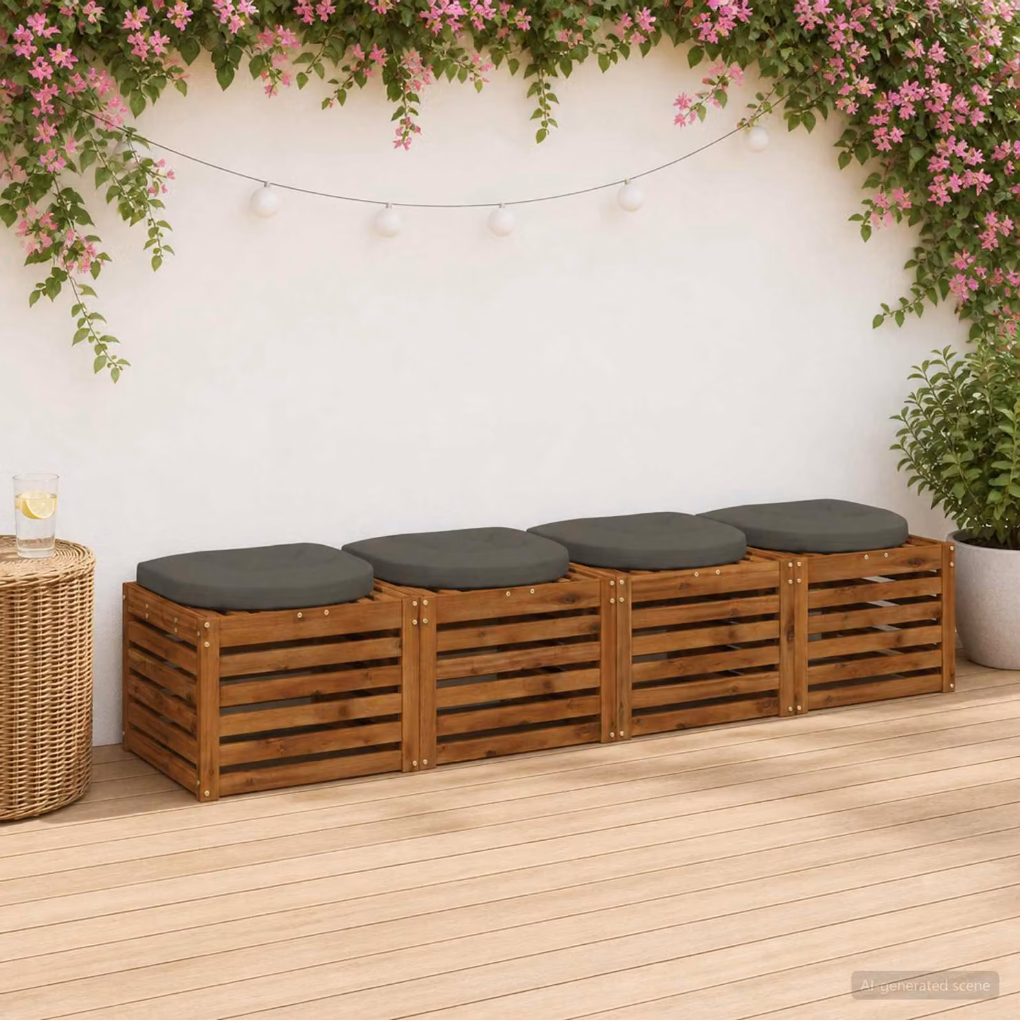 Set di 4 cuscini per sedia vidaXL in poliestere grigio con imbottitura in schiuma