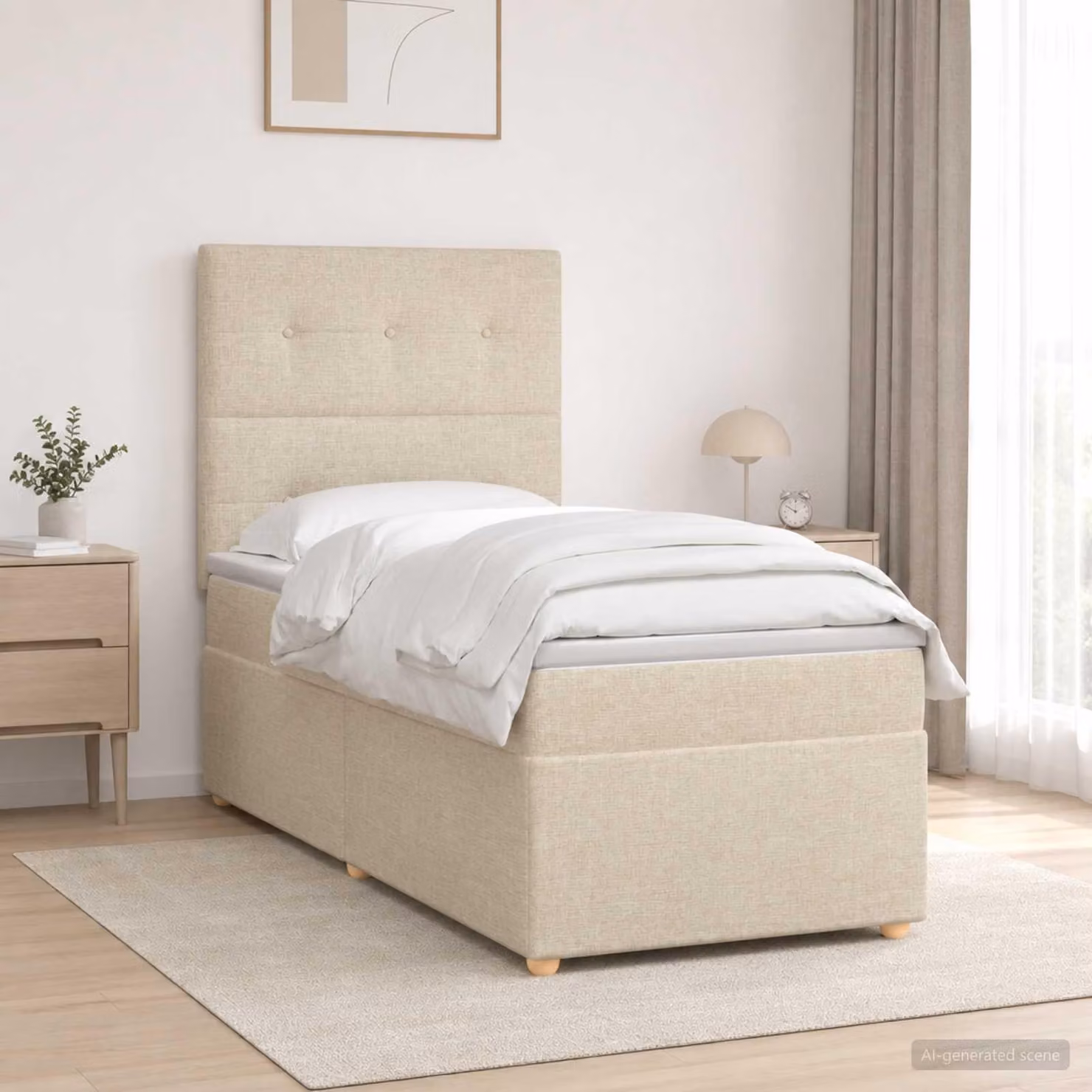 Maison Exclusive - Letto boxspring con materasso e testiera Crema 90 x 190 cm Tessuto